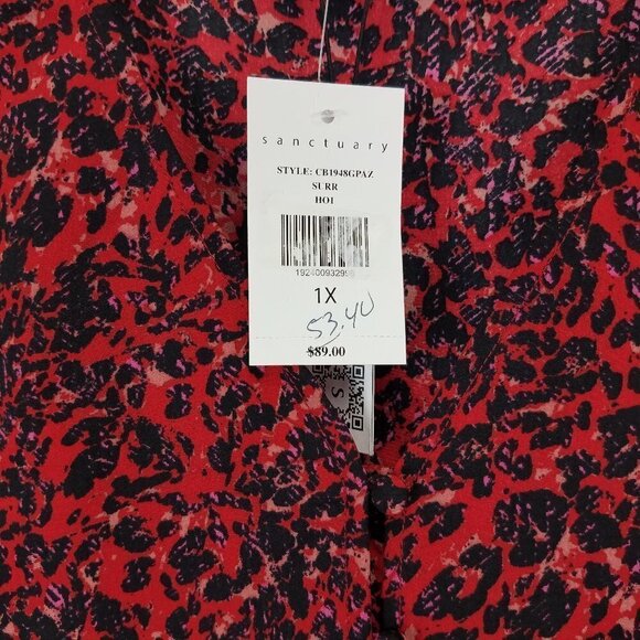 NEW Sanctuary Plus 1X Abstract Long sleeve Blouse Top Black/Red $89 - Picture 5 of 9